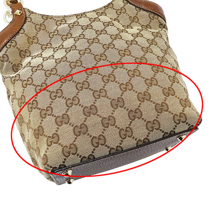 GUCCI グッチ ハンドバッグ バンブー ベージュ ブラウン 140203 GGキャンバス レディース 【中古】