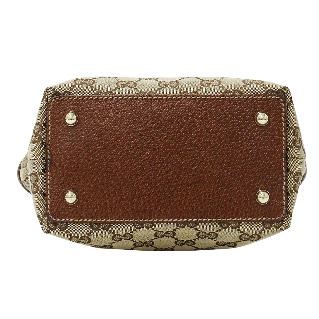 GUCCI グッチ ハンドバッグ バンブー ベージュ ブラウン 140203 GGキャンバス レディース 【中古】