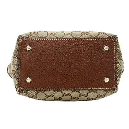 GUCCI グッチ ハンドバッグ バンブー ベージュ ブラウン 140203 GGキャンバス レディース 【中古】