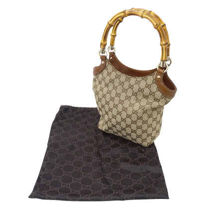 GUCCI グッチ ハンドバッグ バンブー ベージュ ブラウン 140203 GGキャンバス レディース 【中古】