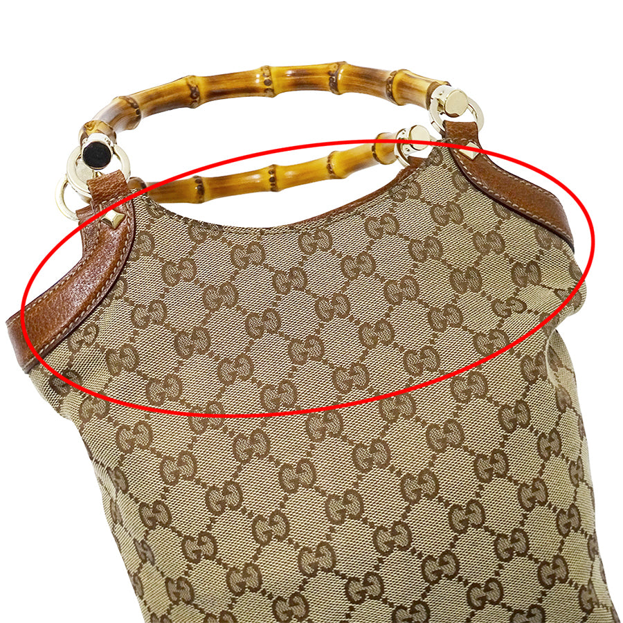GUCCI グッチ ハンドバッグ バンブー ベージュ ブラウン 140203 GGキャンバス レディース 【中古】