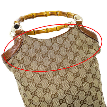 GUCCI グッチ ハンドバッグ バンブー ベージュ ブラウン 140203 GGキャンバス レディース 【中古】