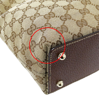 GUCCI グッチ ハンドバッグ バンブー ベージュ ブラウン 140203 GGキャンバス レディース 【中古】