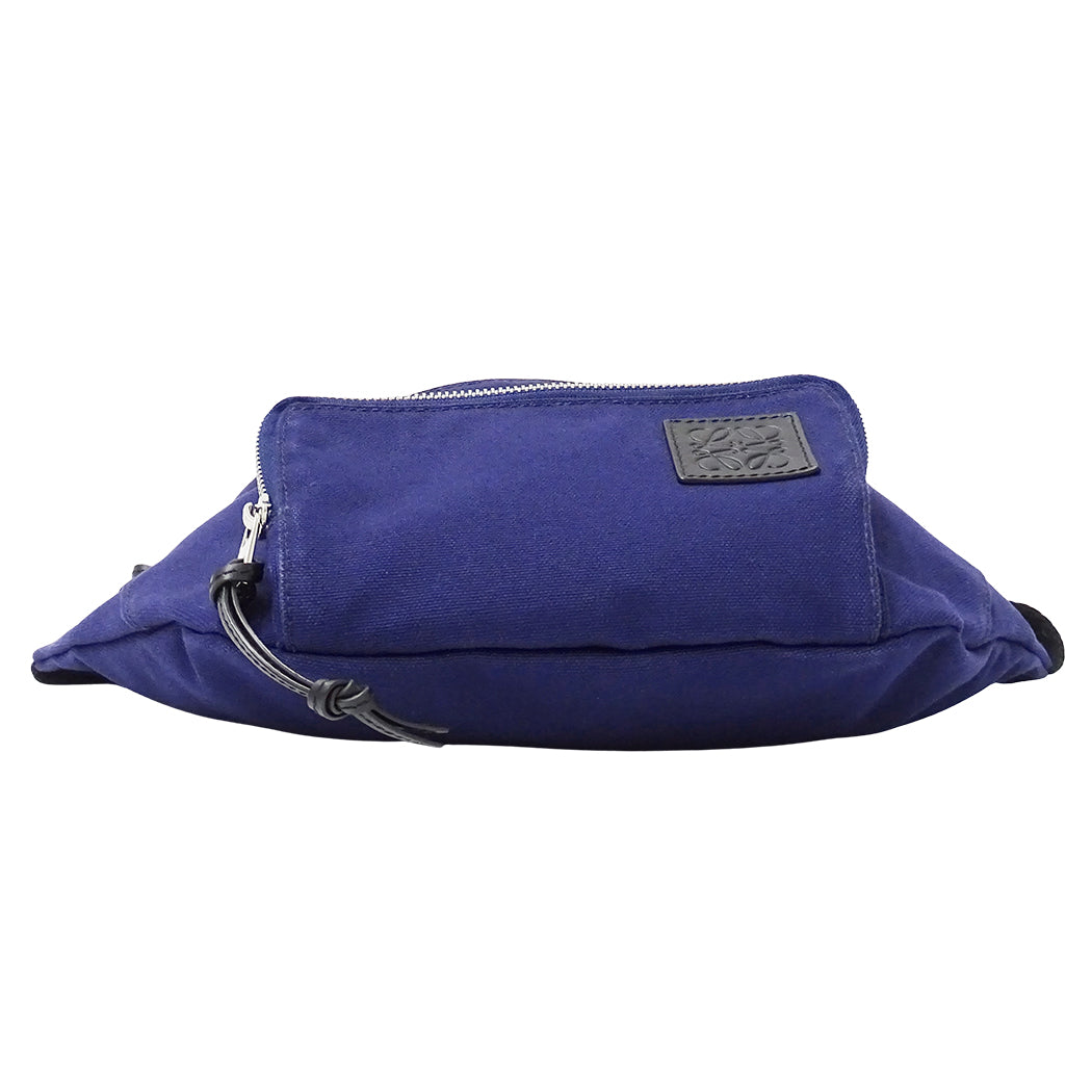LOEWE ロエベ ボディ・ウエストバッグ ネイビー キャンバス レディース メンズ 【中古】