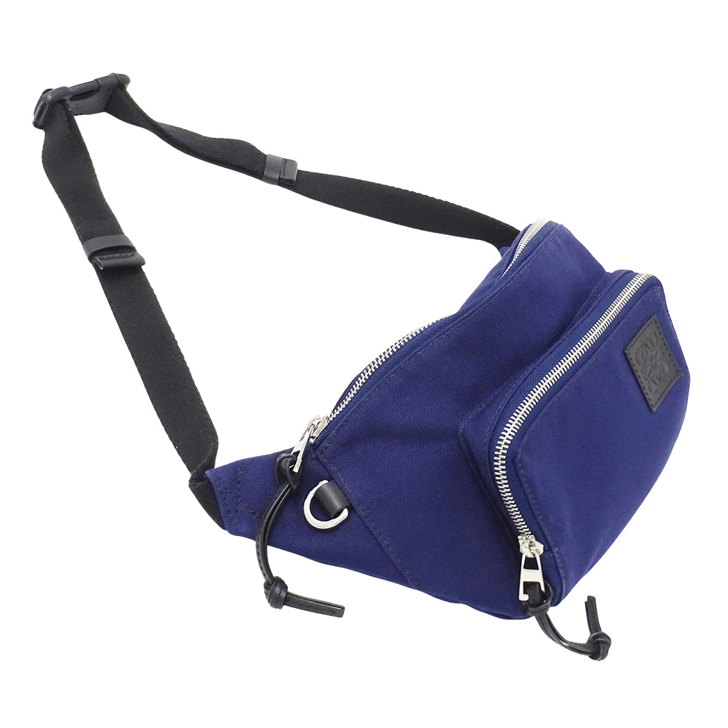 LOEWE ロエベ ボディ・ウエストバッグ ネイビー キャンバス レディース メンズ 【中古】