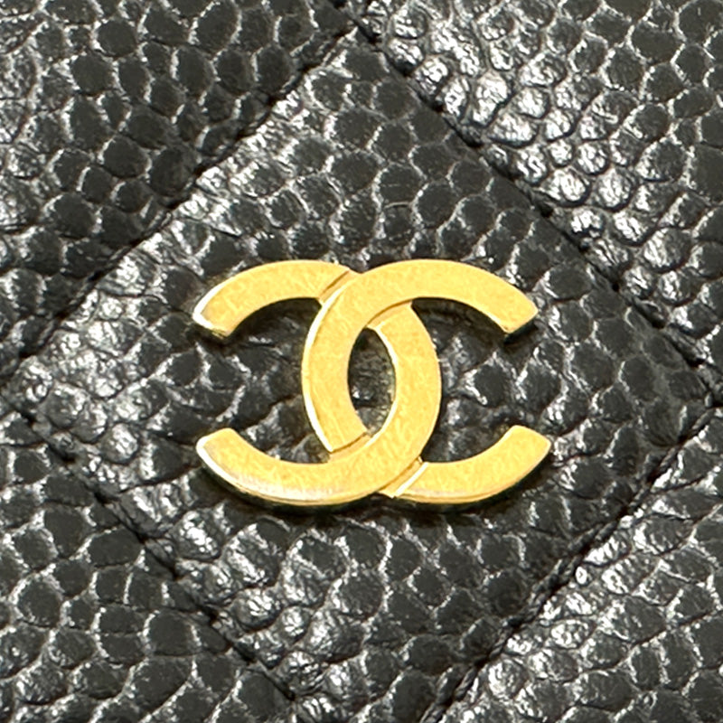 CHANEL シャネル 長財布 マトラッセ ブラック ゴールド金具 キャビアスキン レディース 【中古】