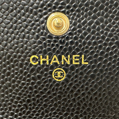 CHANEL シャネル 長財布 マトラッセ ブラック ゴールド金具 キャビアスキン レディース 【中古】