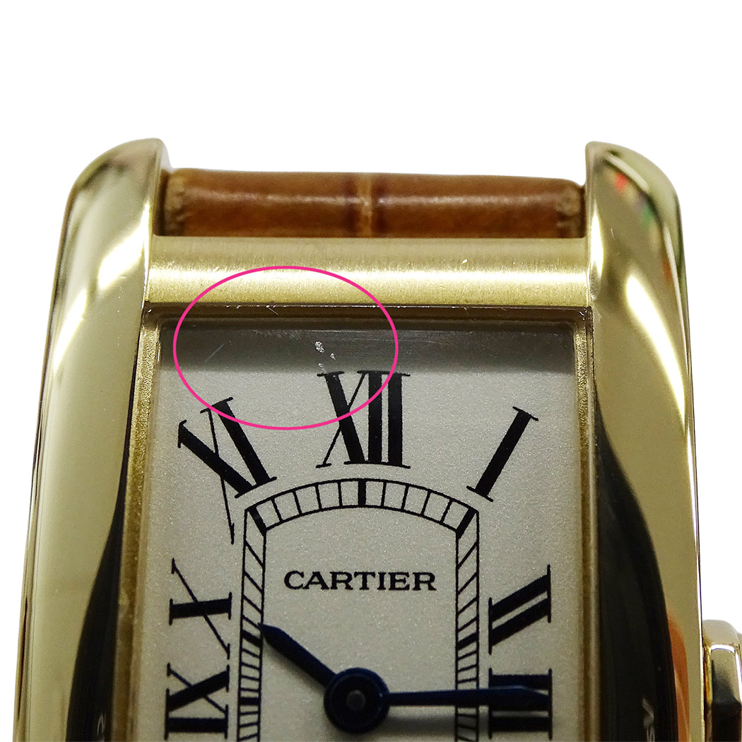 Cartier カルティエ タンクアメリカン SM W2601556 レディース 腕時計 クオーツ QZ 750YG レザー 磨き済み【中古】