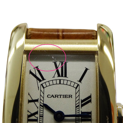 Cartier カルティエ タンクアメリカン SM W2601556 レディース 腕時計 クオーツ QZ 750YG レザー 磨き済み【中古】