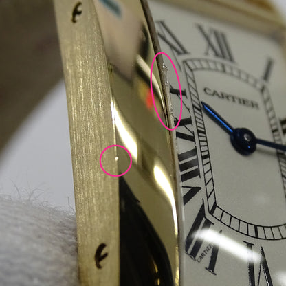 Cartier カルティエ タンクアメリカン SM W2601556 レディース 腕時計 クオーツ QZ 750YG レザー 磨き済み【中古】