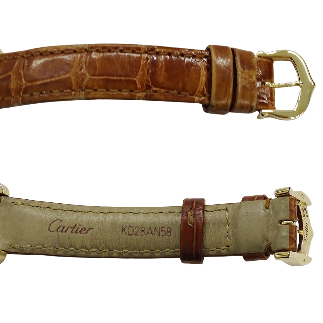 Cartier カルティエ タンクアメリカン SM W2601556 レディース 腕時計 クオーツ QZ 750YG レザー 磨き済み【中古】