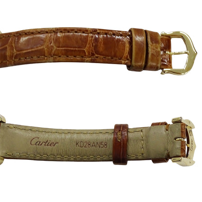 Cartier カルティエ タンクアメリカン SM W2601556 レディース 腕時計 クオーツ QZ 750YG レザー 磨き済み【中古】