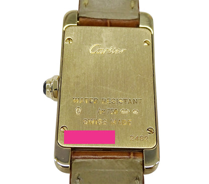 Cartier カルティエ タンクアメリカン SM W2601556 レディース 腕時計 クオーツ QZ 750YG レザー 磨き済み【中古】