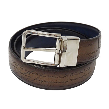Berluti ベルルッティ ベルト カリグラフィ ブラウン レザー メンズ 【中古】