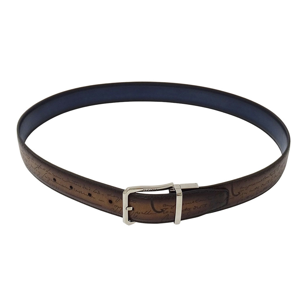 Berluti ベルルッティ ベルト カリグラフィ ブラウン レザー メンズ 【中古】