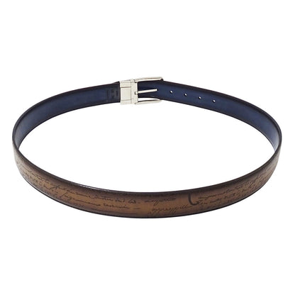 Berluti ベルルッティ ベルト カリグラフィ ブラウン レザー メンズ 【中古】