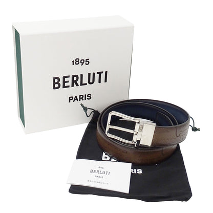 Berluti ベルルッティ ベルト カリグラフィ ブラウン レザー メンズ 【中古】