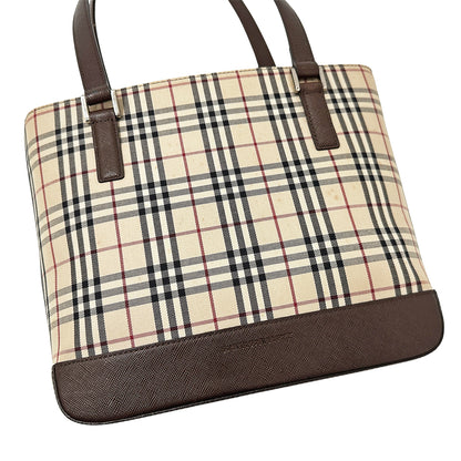 BURBERRY バーバリー トートバッグ ブラウン ベージュ キャンバス レディース 【中古】