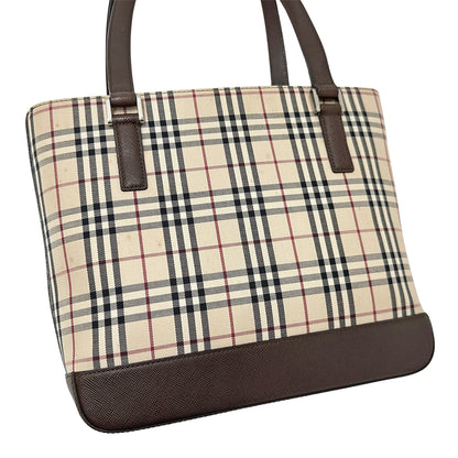 BURBERRY バーバリー トートバッグ ブラウン ベージュ キャンバス レディース 【中古】