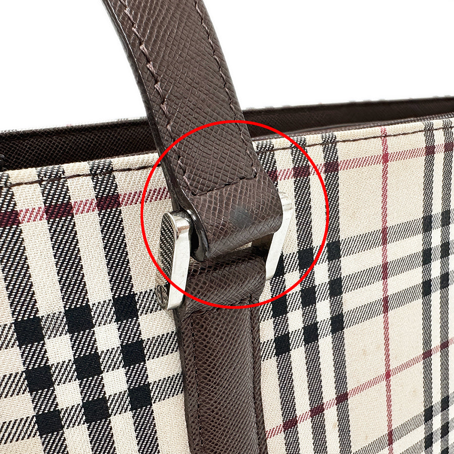 BURBERRY バーバリー トートバッグ ブラウン ベージュ キャンバス レディース 【中古】