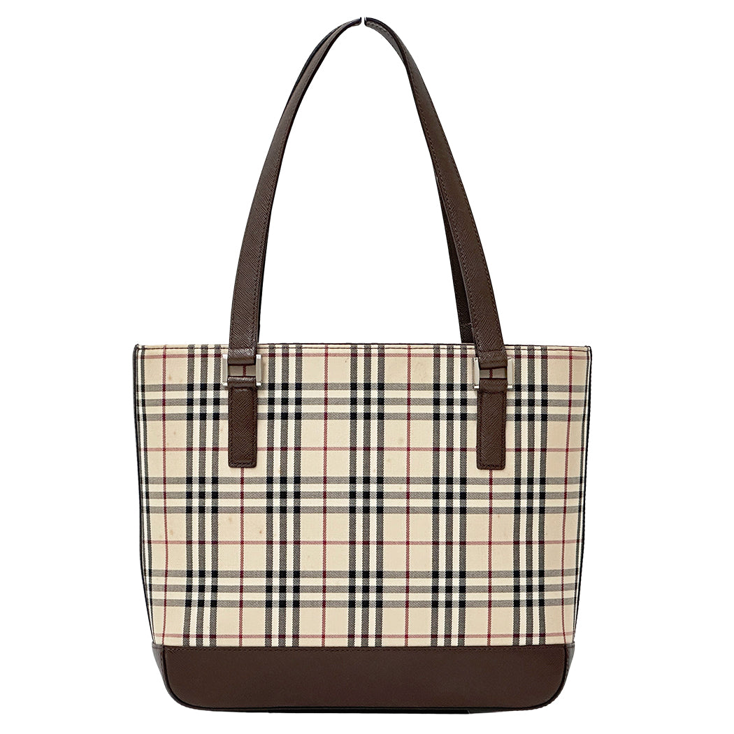 BURBERRY バーバリー トートバッグ ブラウン ベージュ キャンバス レディース 【中古】