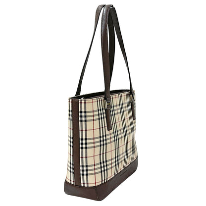 BURBERRY バーバリー トートバッグ ブラウン ベージュ キャンバス レディース 【中古】