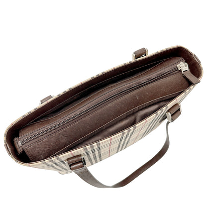 BURBERRY バーバリー トートバッグ ブラウン ベージュ キャンバス レディース 【中古】
