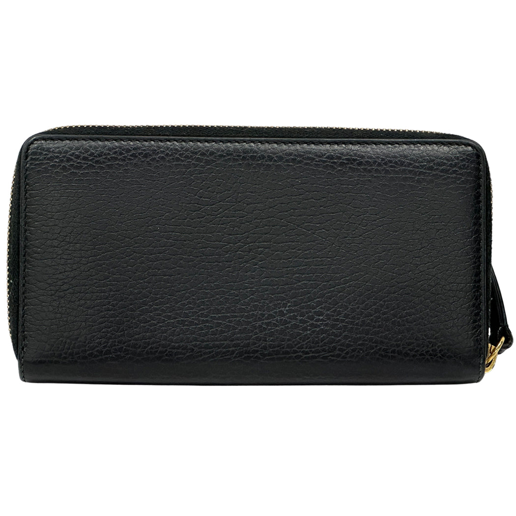 GUCCI グッチ 長財布 プチマーモント ブラック 456117 レザー レディース メンズ 【中古】