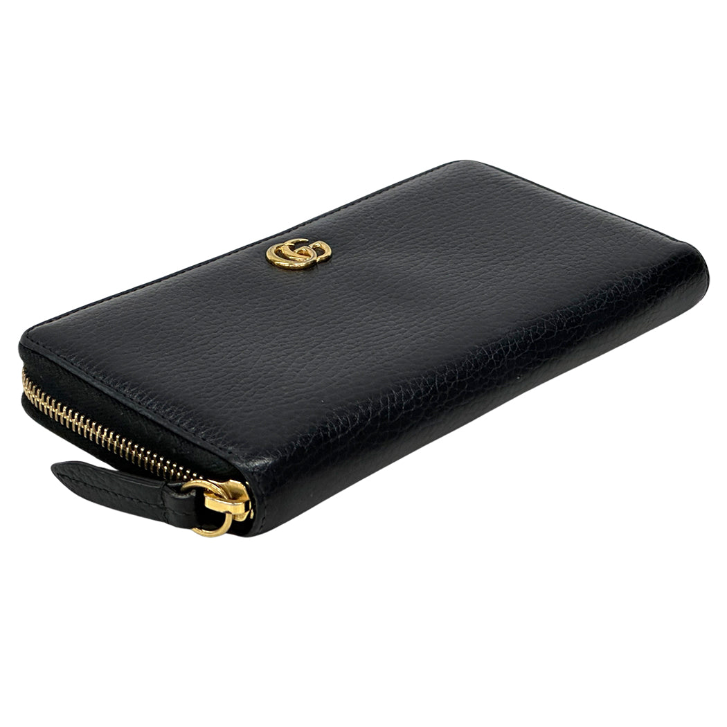 GUCCI グッチ 長財布 プチマーモント ブラック 456117 レザー レディース メンズ 【中古】
