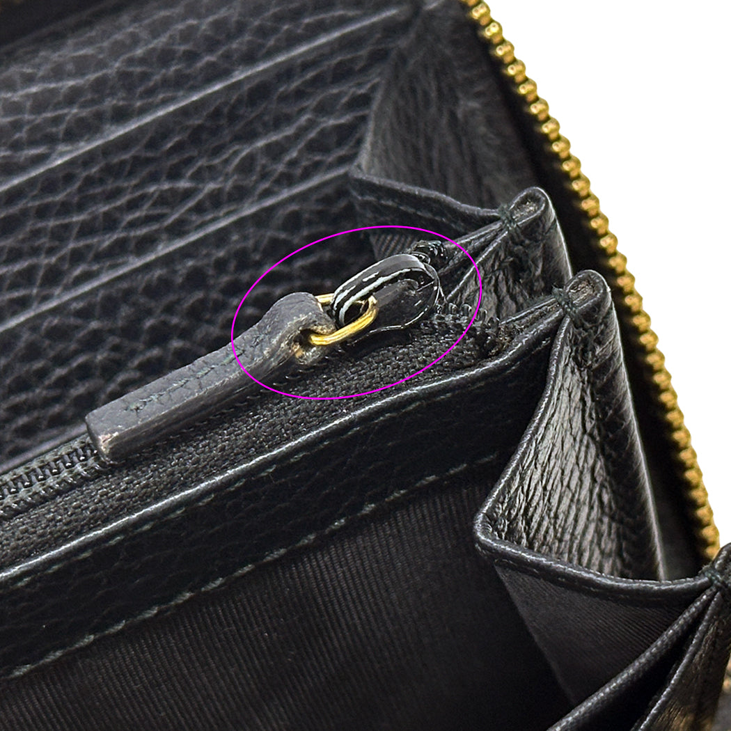 GUCCI グッチ 長財布 プチマーモント ブラック 456117 レザー レディース メンズ 【中古】