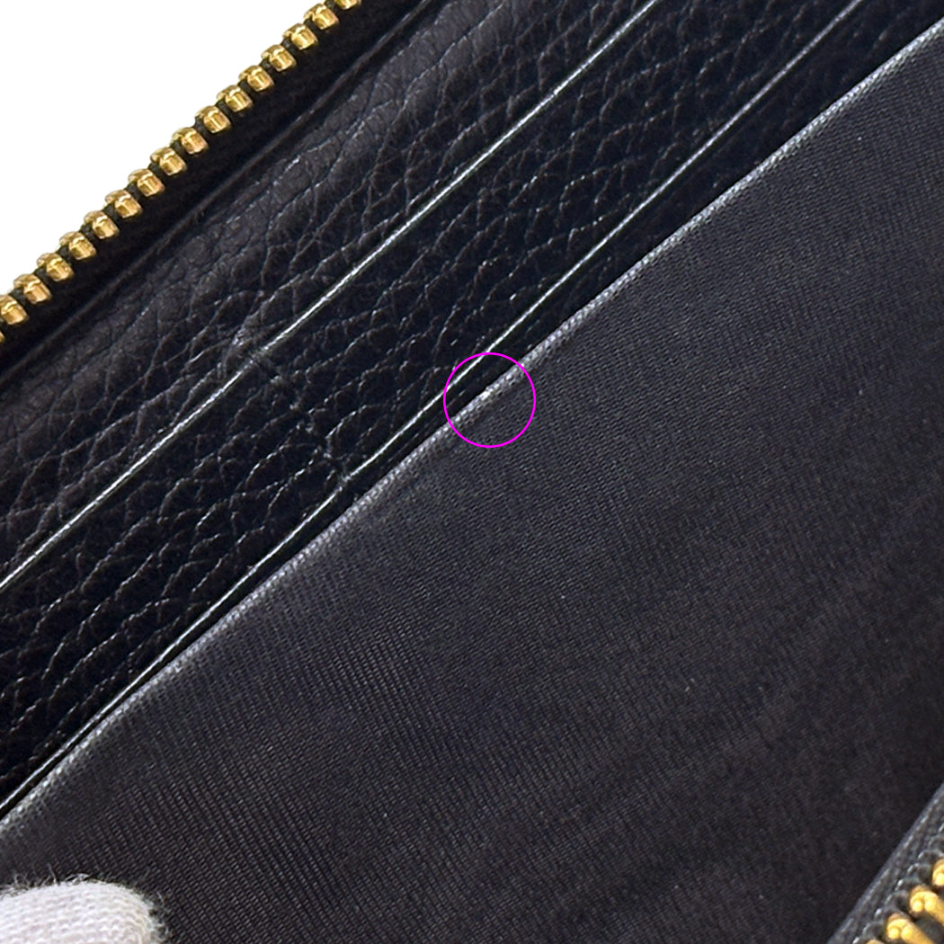 GUCCI グッチ 長財布 プチマーモント ブラック 456117 レザー レディース メンズ 【中古】
