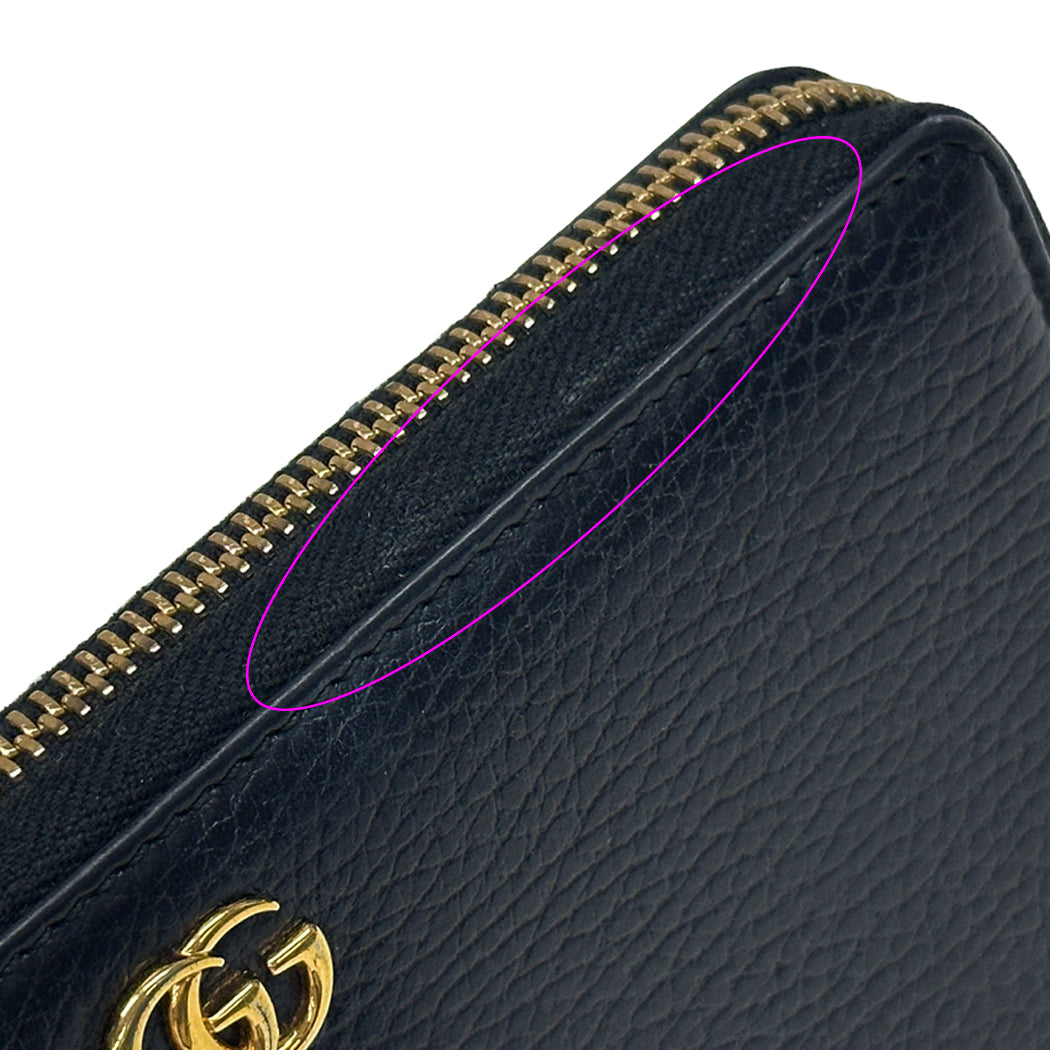 GUCCI グッチ 長財布 プチマーモント ブラック 456117 レザー レディース メンズ 【中古】