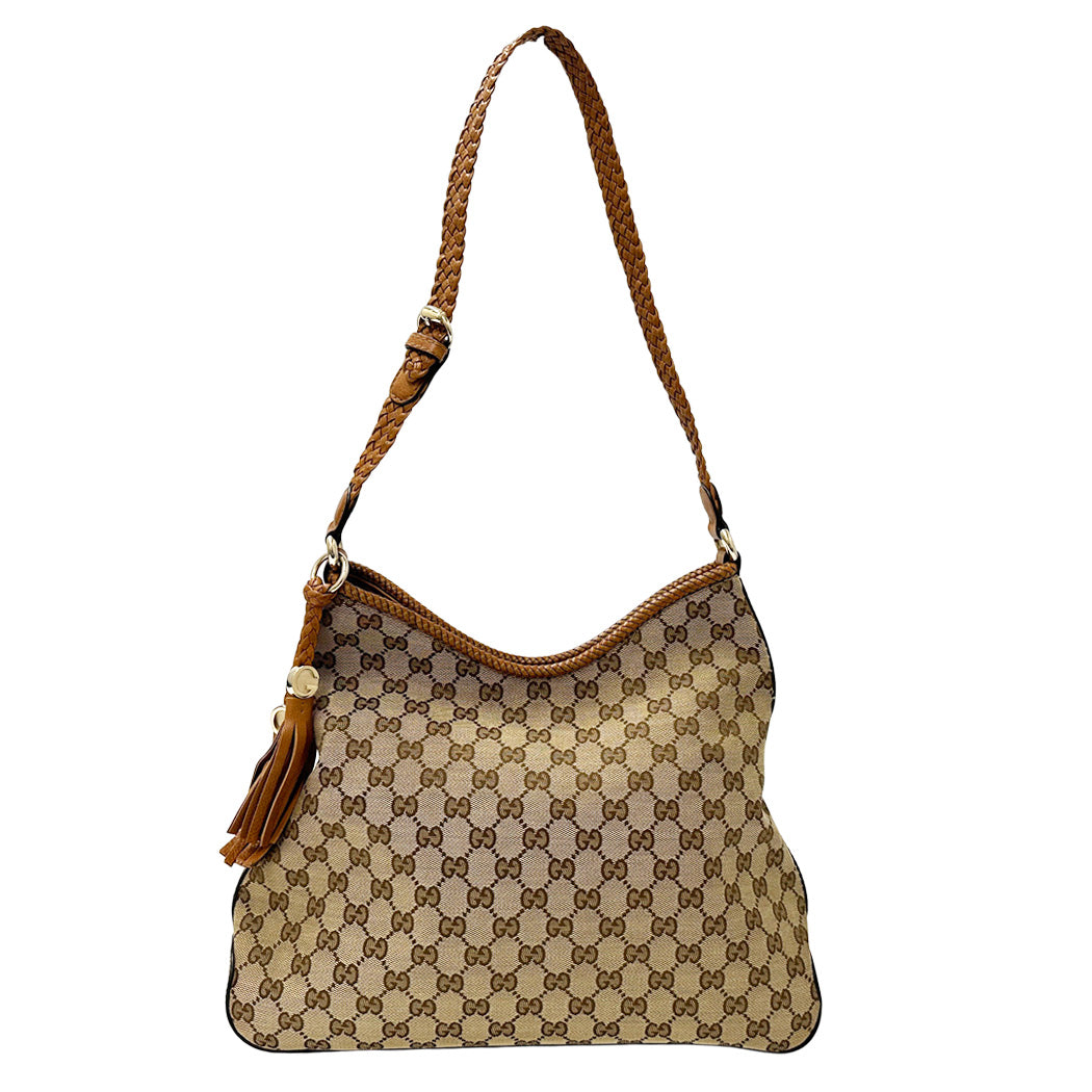 GUCCI グッチ ショルダーバッグ マラケシュ ブラウン ゴールド金具 257026 GGキャンバス レディース 【中古】