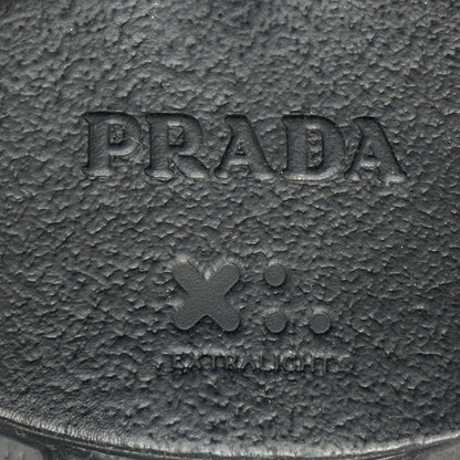 PRADA プラダ モノリス ブラッシュドレザー ローファー ブラック シルバー レディース 35 22cm 【中古】