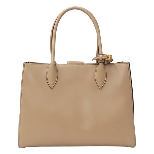 PRADA プラダ ビブリオテーク トートバッグ ショルダーバッグ 2way ピンクベージュ 1BG098 レザー レディース 【中古】