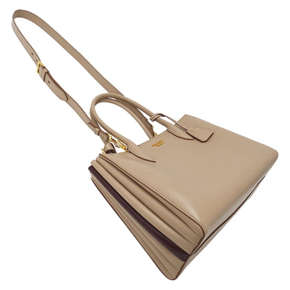 PRADA プラダ ビブリオテーク トートバッグ ショルダーバッグ 2way ピンクベージュ 1BG098 レザー レディース 【中古】