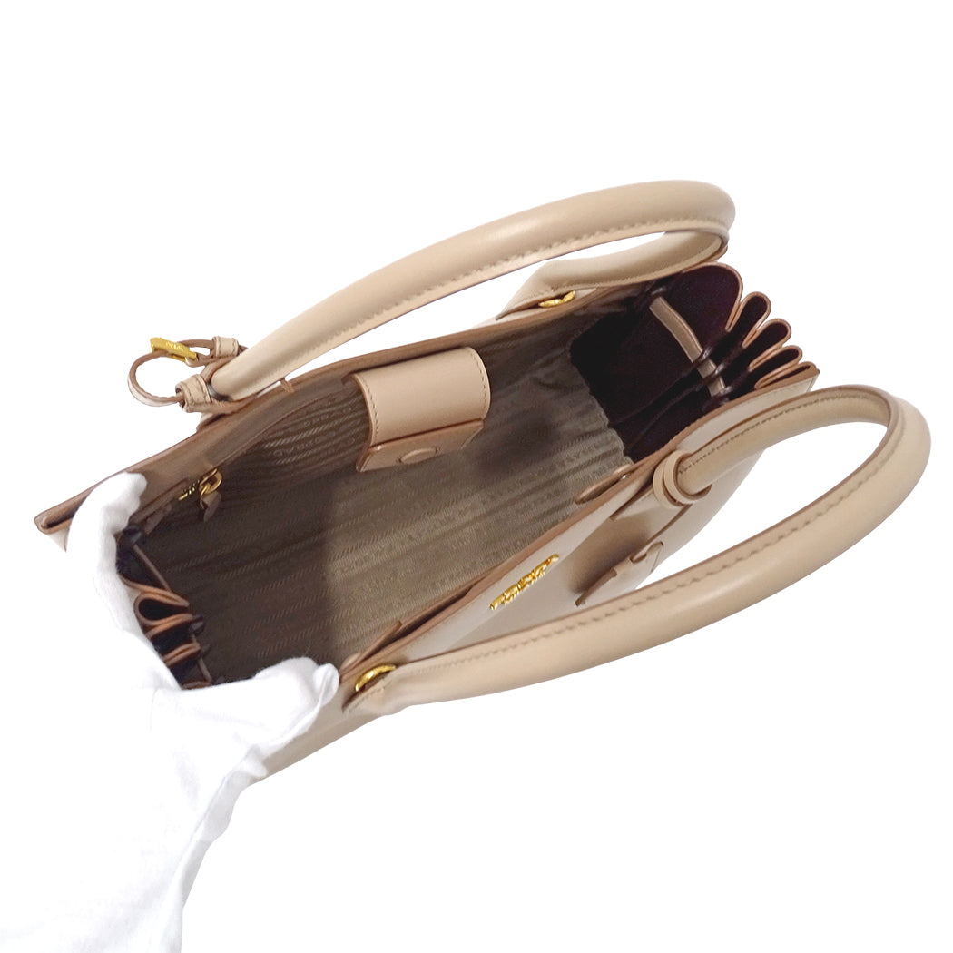 PRADA プラダ ビブリオテーク トートバッグ ショルダーバッグ 2way ピンクベージュ 1BG098 レザー レディース 【中古】