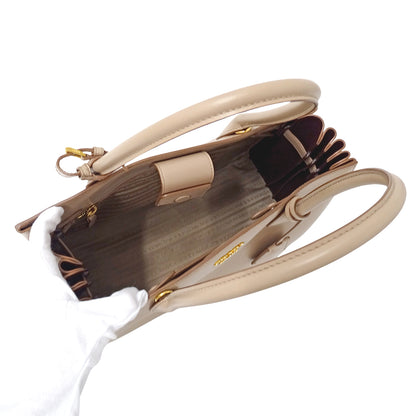 PRADA プラダ ビブリオテーク トートバッグ ショルダーバッグ 2way ピンクベージュ 1BG098 レザー レディース 【中古】