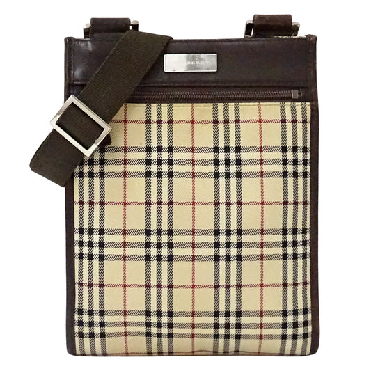 BURBERRY バーバリー ショルダーバッグ ベージュ ブラウン キャンバス レディース 【中古】