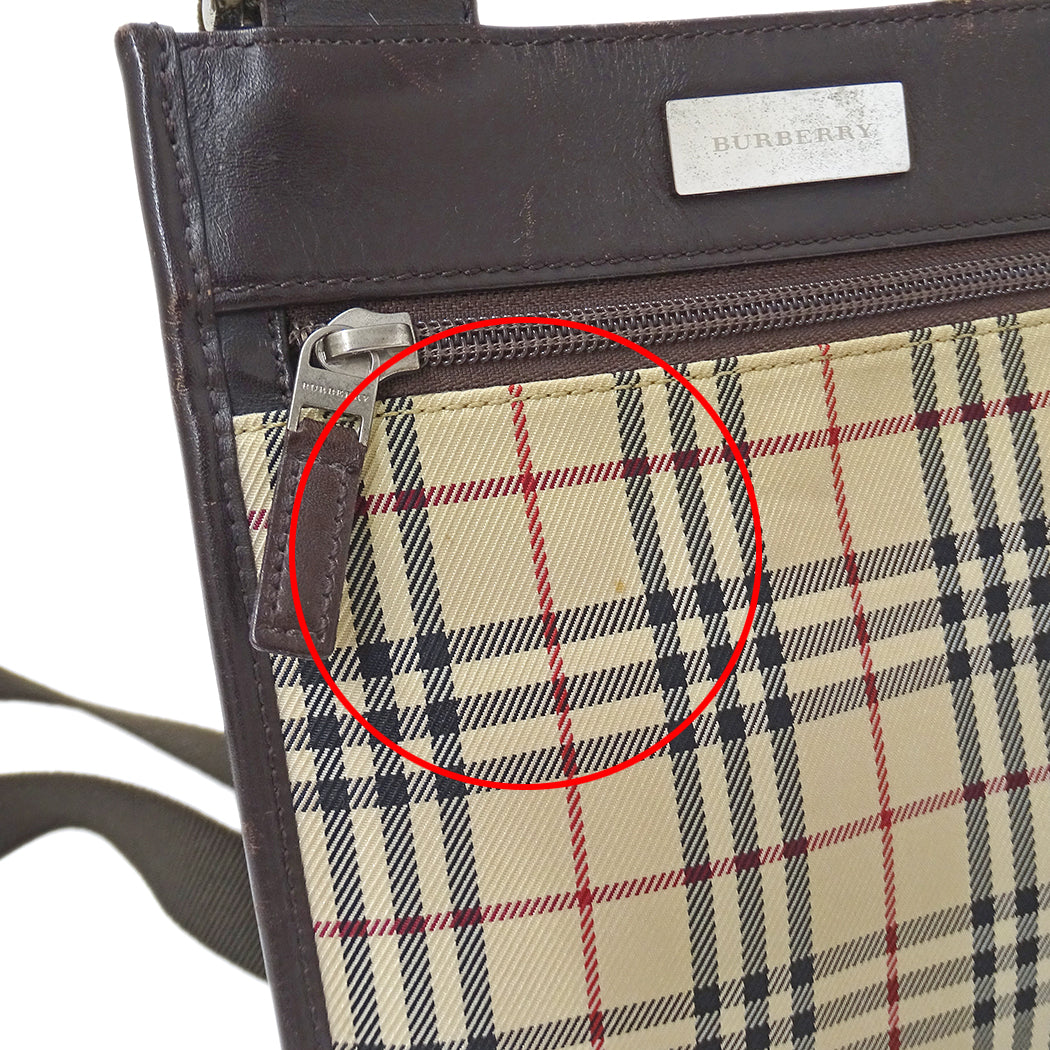 BURBERRY バーバリー ショルダーバッグ ベージュ ブラウン キャンバス レディース 【中古】