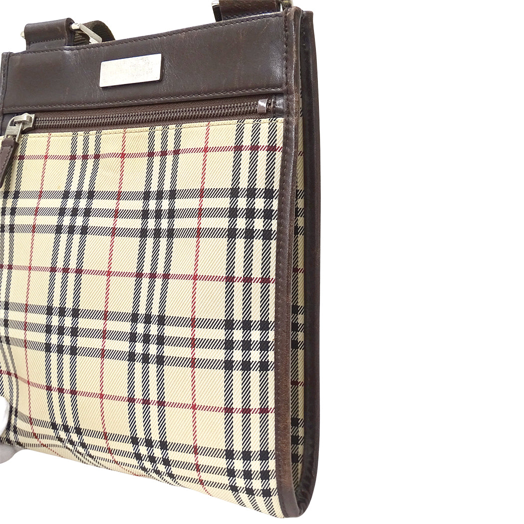 BURBERRY バーバリー ショルダーバッグ ベージュ ブラウン キャンバス レディース 【中古】