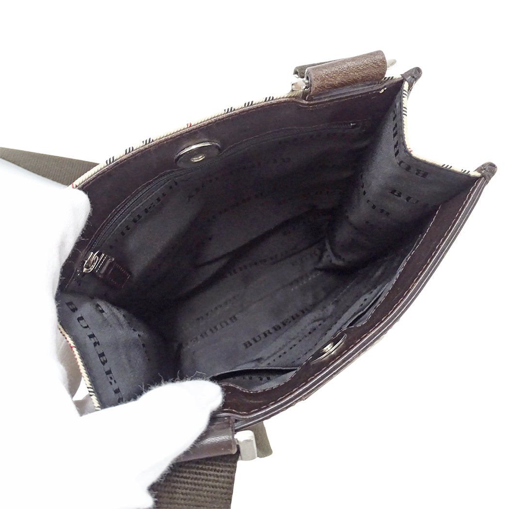 BURBERRY バーバリー ショルダーバッグ ベージュ ブラウン キャンバス レディース 【中古】