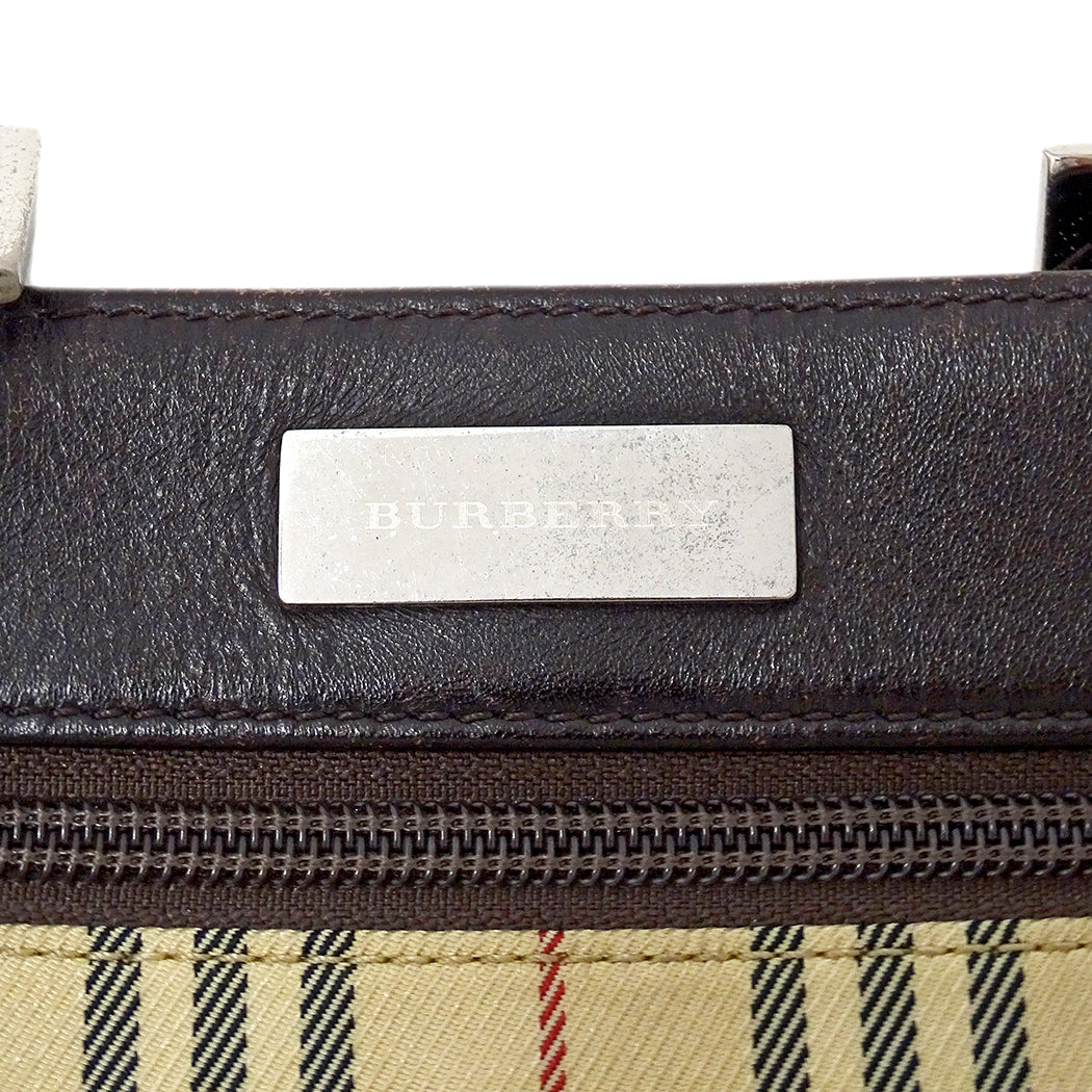 BURBERRY バーバリー ショルダーバッグ ベージュ ブラウン キャンバス レディース 【中古】