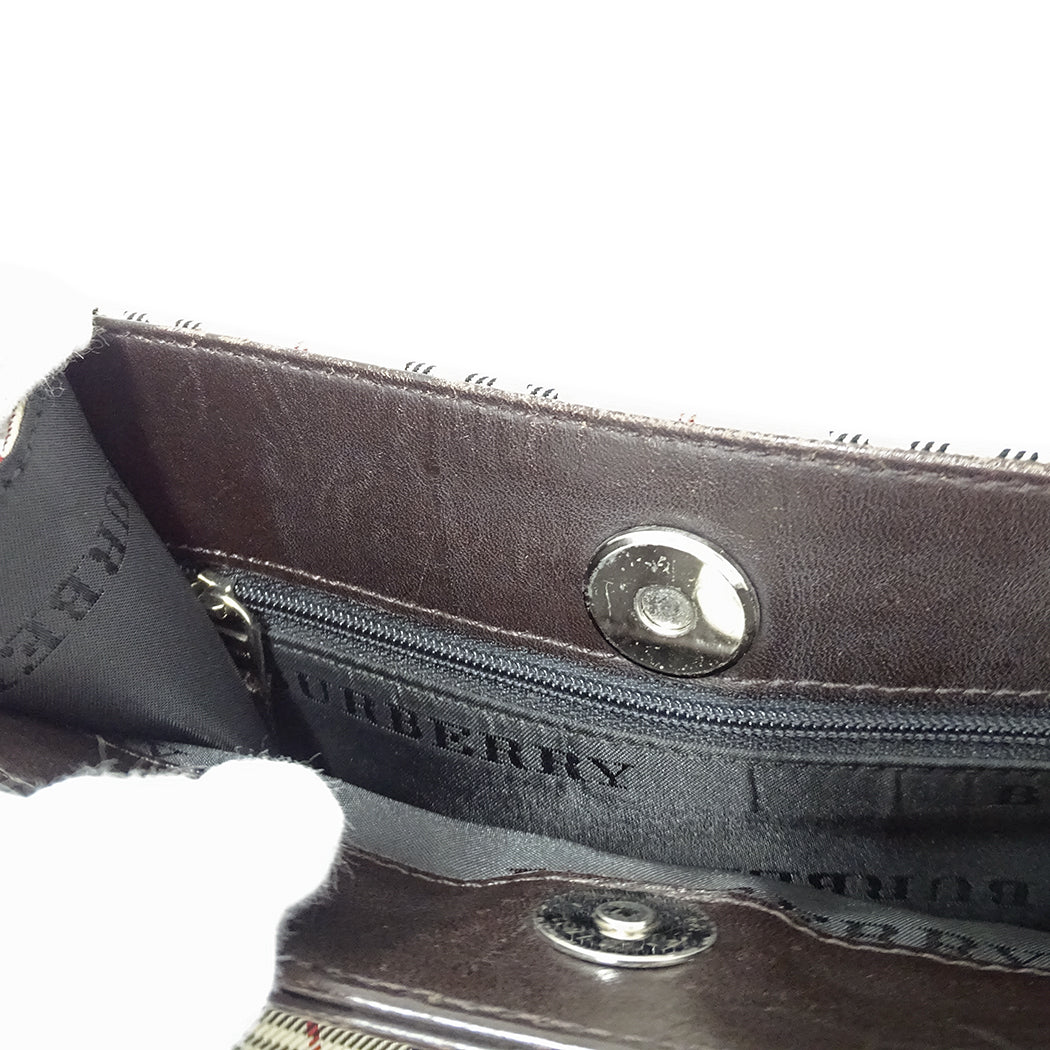 BURBERRY バーバリー ショルダーバッグ ベージュ ブラウン キャンバス レディース 【中古】