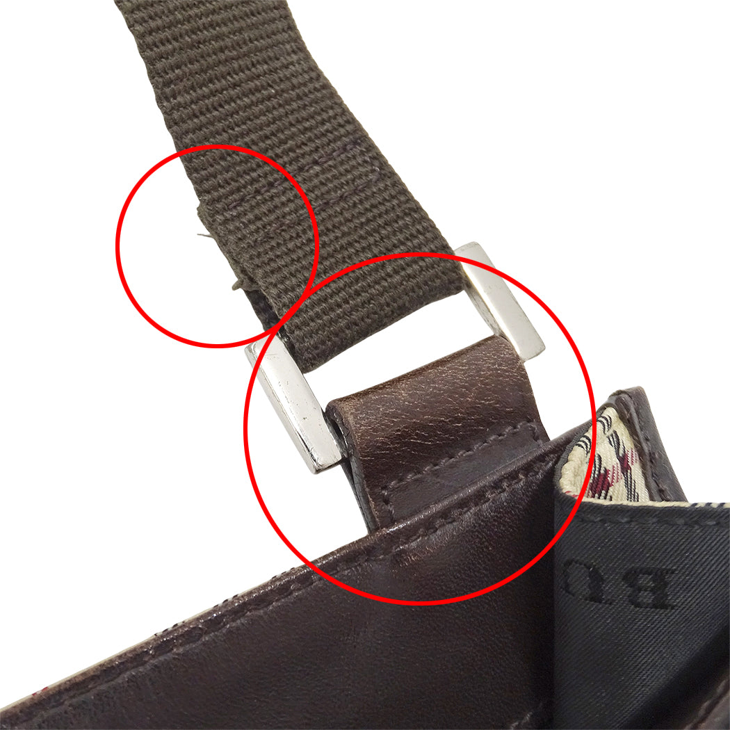 BURBERRY バーバリー ショルダーバッグ ベージュ ブラウン キャンバス レディース 【中古】