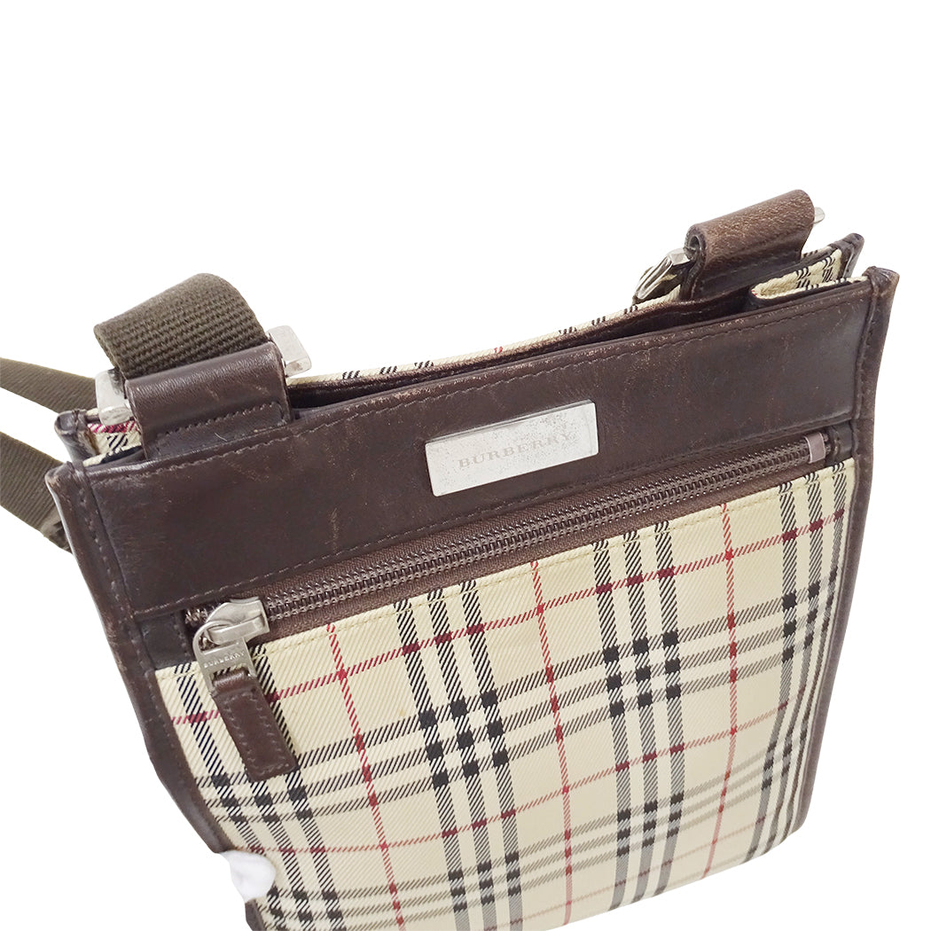 BURBERRY バーバリー ショルダーバッグ ベージュ ブラウン キャンバス レディース 【中古】