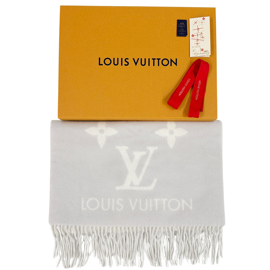 LOUIS VUITTON ルイ・ヴィトン マフラー・レイキャビック ラベンダー ホワイト M78909 カシミヤ レディース 【中古】