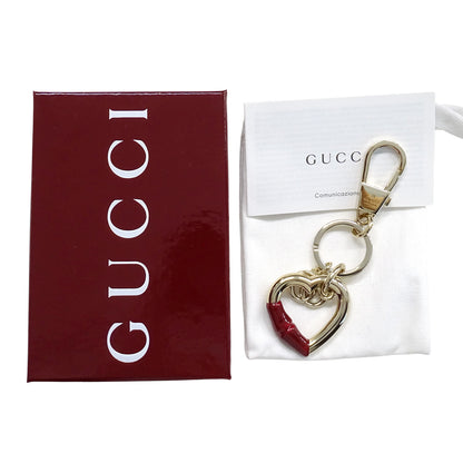 GUCCI グッチ キーホルダー プチマーモント バンブー ハートシェイプ GP ゴールド レッド レディース 【中古】
