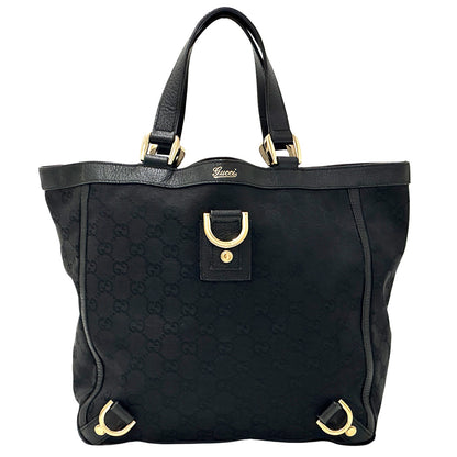 GUCCI グッチ ハンドバッグ GGキャンバス ブラック ゴールド金具 130739 レディース 【中古】