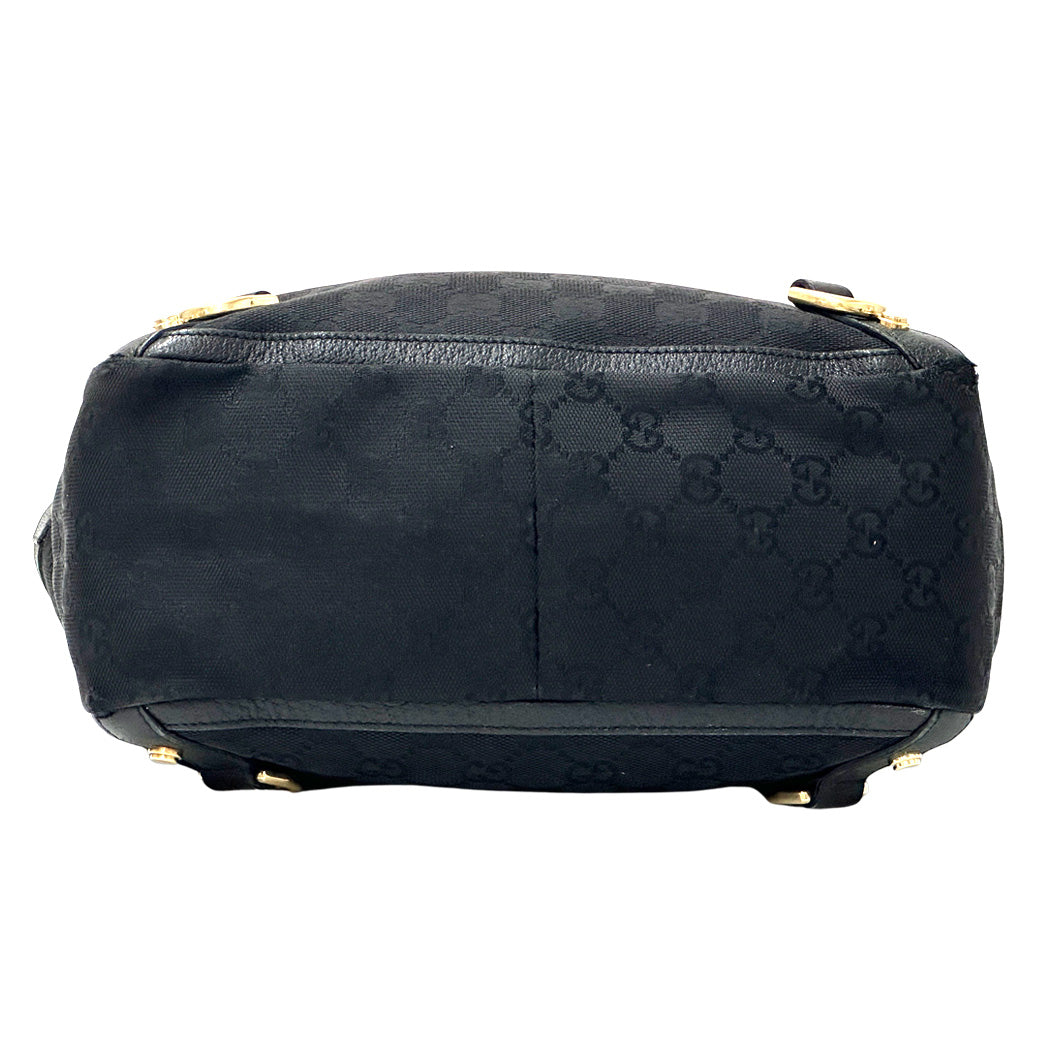 GUCCI グッチ ハンドバッグ GGキャンバス ブラック ゴールド金具 130739 レディース 【中古】